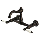 Vintage Double-Handle 2-Hole Wall-Mount Bridge Kitchen Faucet