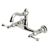 Vintage Double-Handle 2-Hole Wall-Mount Bridge Kitchen Faucet