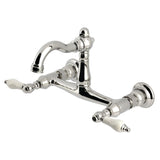 Vintage Double-Handle 2-Hole Wall-Mount Bridge Kitchen Faucet