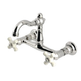 Vintage Double-Handle 2-Hole Wall-Mount Bridge Kitchen Faucet