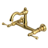 Vintage Double-Handle 2-Hole Wall-Mount Bridge Kitchen Faucet