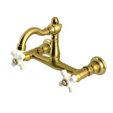 Vintage Double-Handle 2-Hole Wall-Mount Bridge Kitchen Faucet