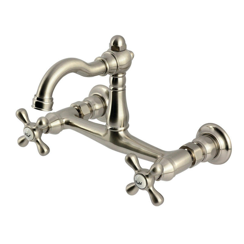 Vintage Double-Handle 2-Hole Wall-Mount Bridge Kitchen Faucet