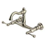 Vintage Double-Handle 2-Hole Wall-Mount Bridge Kitchen Faucet