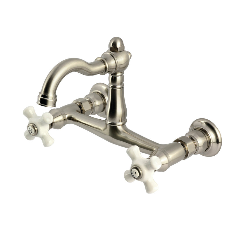 Vintage Double-Handle 2-Hole Wall-Mount Bridge Kitchen Faucet