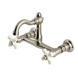 Vintage Double-Handle 2-Hole Wall-Mount Bridge Kitchen Faucet