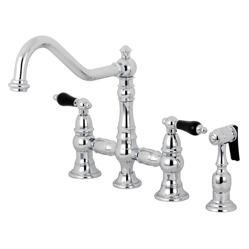 Duchess Two-Handle 4-Hole Deck Mount Bridge Kitchen Faucet with Brass Side Sprayer