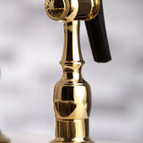 Restoration Two-Handle 4-Hole Deck Mount Bridge Kitchen Faucet with Brass Side Sprayer