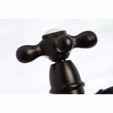 Restoration Two-Handle 4-Hole Deck Mount Bridge Kitchen Faucet with Brass Side Sprayer