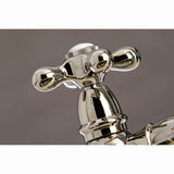 Restoration Two-Handle 4-Hole Deck Mount Bridge Kitchen Faucet with Brass Side Sprayer