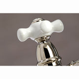 Restoration Two-Handle 4-Hole Deck Mount Bridge Kitchen Faucet with Brass Side Sprayer
