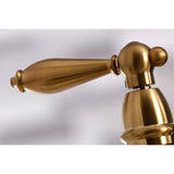 Restoration Two-Handle 4-Hole Deck Mount Bridge Kitchen Faucet with Brass Side Sprayer