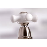 Restoration Two-Handle 4-Hole Deck Mount Bridge Kitchen Faucet with Brass Side Sprayer