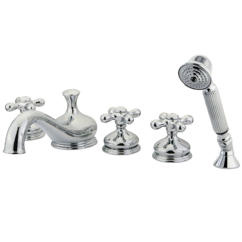 Milano Three-Handle 5-Hole Deck Mount Roman Tub Faucet with Hand Shower