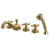 Milano Three-Handle 5-Hole Deck Mount Roman Tub Faucet with Hand Shower