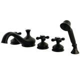 Milano Three-Handle 5-Hole Deck Mount Roman Tub Faucet with Hand Shower