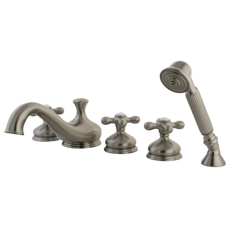 Milano Three-Handle 5-Hole Deck Mount Roman Tub Faucet with Hand Shower