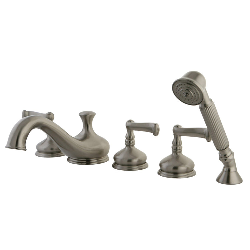 Roman Three-Handle 5-Hole Deck Mount Roman Tub Faucet with Hand Shower