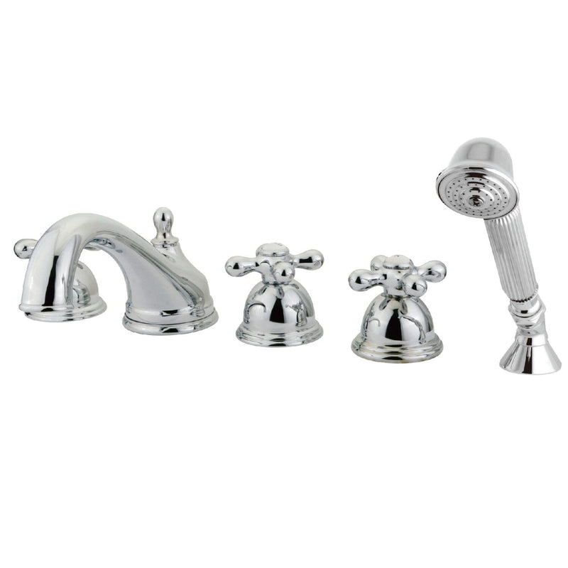 Magellan Three-Handle 5-Hole Deck Mount Roman Tub Faucet with Hand Shower