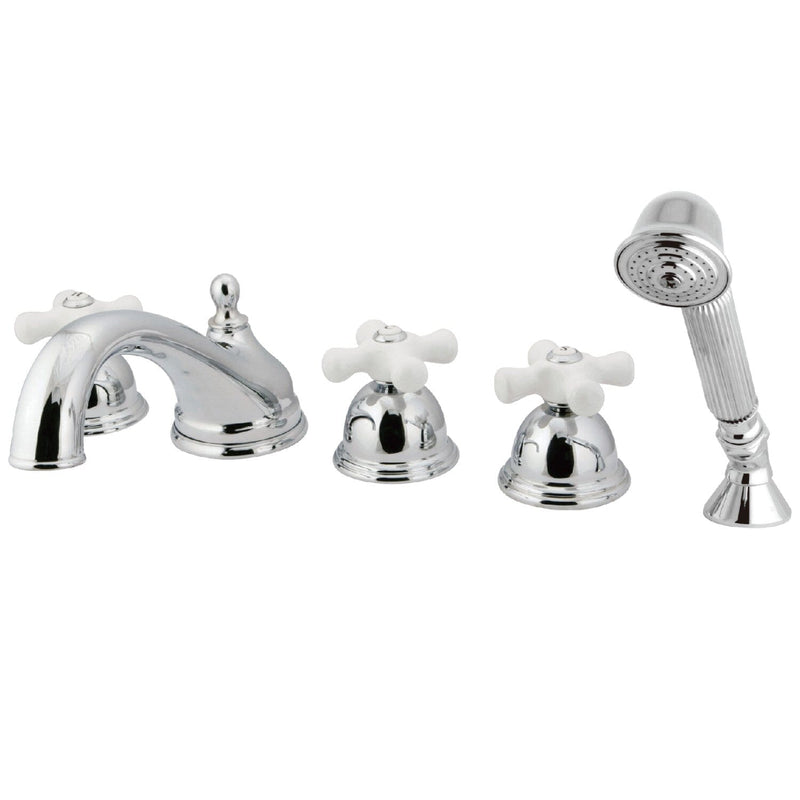 Milano Three-Handle 5-Hole Deck Mount Roman Tub Faucet with Hand Shower