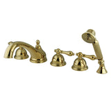 Milano Three-Handle 5-Hole Deck Mount Roman Tub Faucet with Hand Shower