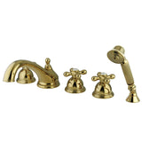 Magellan Three-Handle 5-Hole Deck Mount Roman Tub Faucet with Hand Shower