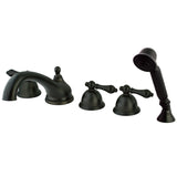 Milano Three-Handle 5-Hole Deck Mount Roman Tub Faucet with Hand Shower