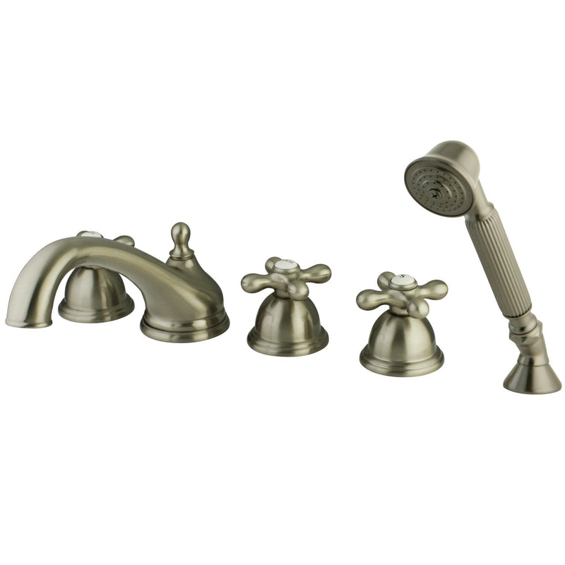 Magellan Three-Handle 5-Hole Deck Mount Roman Tub Faucet with Hand Shower