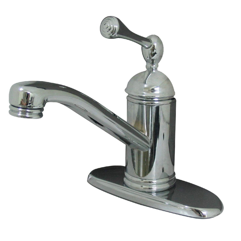 One-Handle 1-Hole Bathroom Faucet with Deck Plate and Push Pop-Up Drain