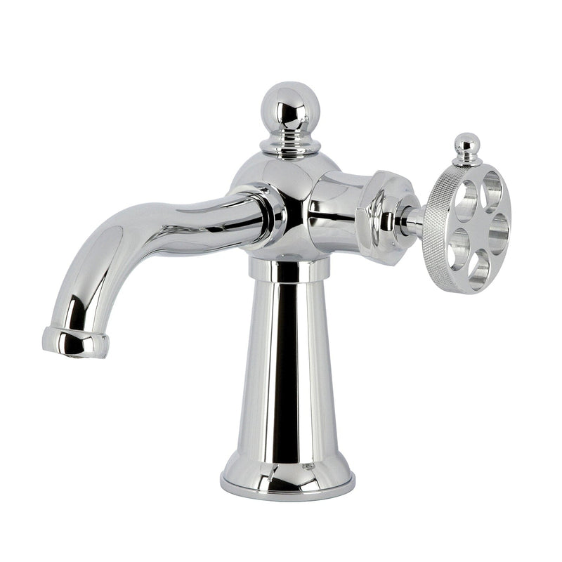 Wendell One-Handle 1-Hole Bathroom Faucet with Knurled Handle and Push Pop-Up Drain
