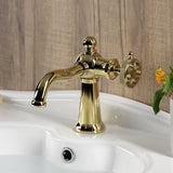 Webb One-Handle 1-Hole Bathroom Faucet with Knurled Handle and Push Pop-Up Drain
