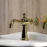 Webb One-Handle 1-Hole Bathroom Faucet with Knurled Handle and Push Pop-Up Drain