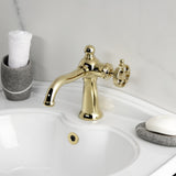 Wendell One-Handle 1-Hole Bathroom Faucet with Knurled Handle and Push Pop-Up Drain