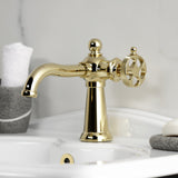 Wendell One-Handle 1-Hole Bathroom Faucet with Knurled Handle and Push Pop-Up Drain