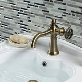 Webb One-Handle 1-Hole Bathroom Faucet with Knurled Handle and Push Pop-Up Drain