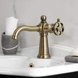 Wendell One-Handle 1-Hole Bathroom Faucet with Knurled Handle and Push Pop-Up Drain