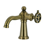 Wendell Single-Handle 1-Hole Deck Mount Bathroom Faucet with Knurled Handle and Push Pop-Up Drain