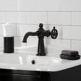 Webb One-Handle 1-Hole Bathroom Faucet with Knurled Handle and Push Pop-Up Drain