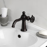 Wendell One-Handle 1-Hole Bathroom Faucet with Knurled Handle and Push Pop-Up Drain