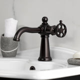 Wendell One-Handle 1-Hole Bathroom Faucet with Knurled Handle and Push Pop-Up Drain