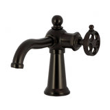 Wendell Single-Handle 1-Hole Deck Mount Bathroom Faucet with Knurled Handle and Push Pop-Up Drain