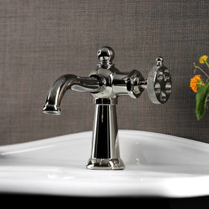 Webb One-Handle 1-Hole Bathroom Faucet with Knurled Handle and Push Pop-Up Drain