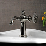 Webb One-Handle 1-Hole Bathroom Faucet with Knurled Handle and Push Pop-Up Drain