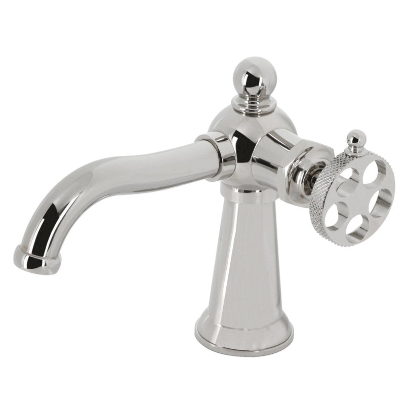 Webb One-Handle 1-Hole Bathroom Faucet with Knurled Handle and Push Pop-Up Drain