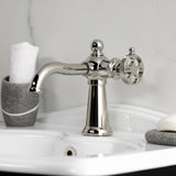Wendell One-Handle 1-Hole Bathroom Faucet with Knurled Handle and Push Pop-Up Drain