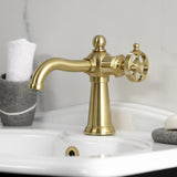 Wendell One-Handle 1-Hole Bathroom Faucet with Knurled Handle and Push Pop-Up Drain