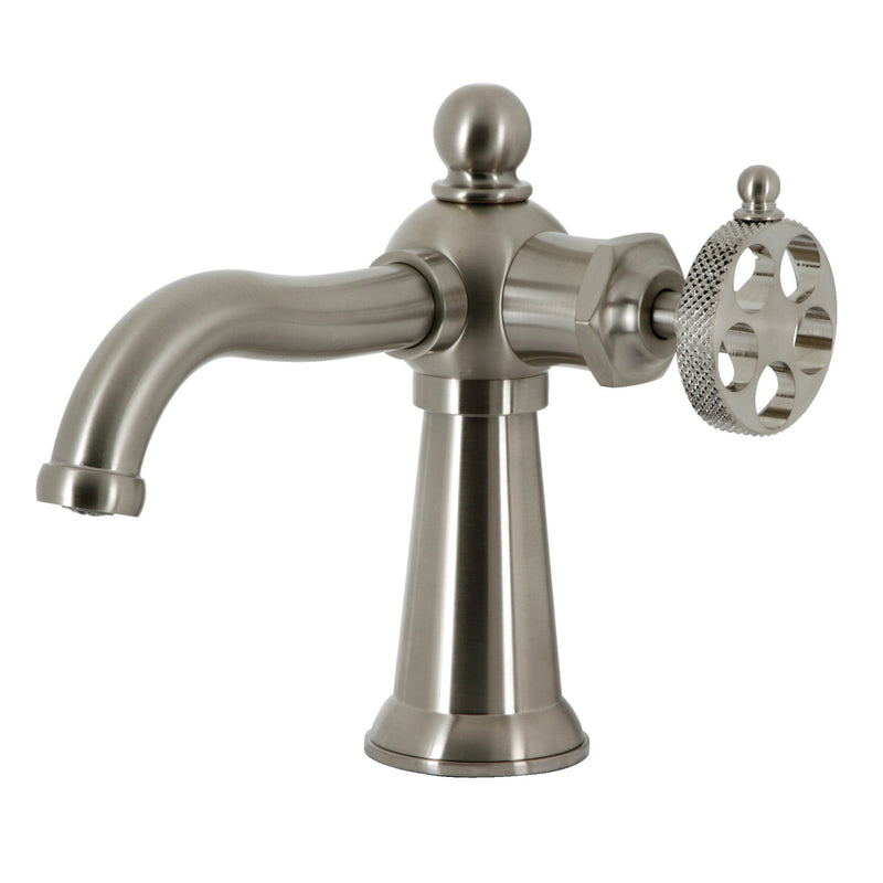 Webb One-Handle 1-Hole Bathroom Faucet with Knurled Handle and Push Pop-Up Drain