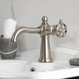 Wendell One-Handle 1-Hole Bathroom Faucet with Knurled Handle and Push Pop-Up Drain