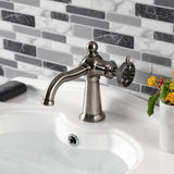 Webb One-Handle 1-Hole Bathroom Faucet with Knurled Handle and Push Pop-Up Drain