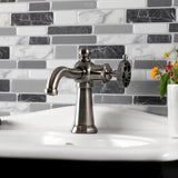 Webb One-Handle 1-Hole Bathroom Faucet with Knurled Handle and Push Pop-Up Drain